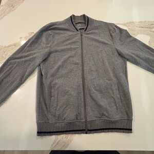 Armani Exchange Men's Gray Zip-Up Knit Sweater